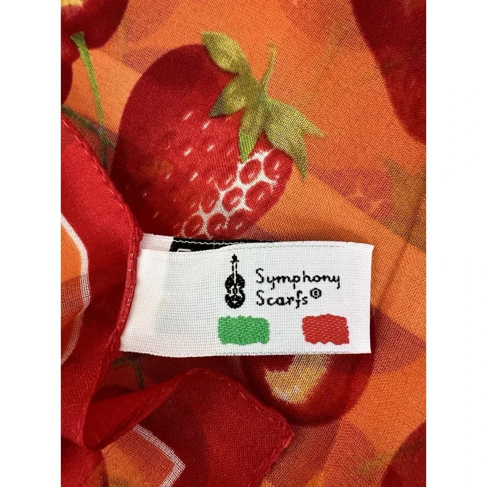 Simphony Scarfs‎ Made In Italy Polyester Strawberry & Cherry Print 20